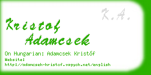 kristof adamcsek business card