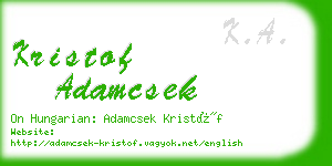 kristof adamcsek business card